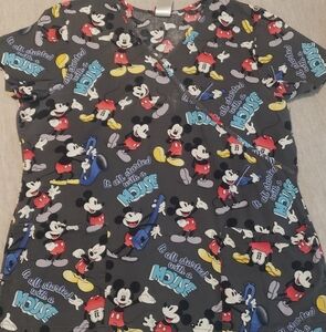 Disney Mickey Mouse Scrubs Women Large Cotton